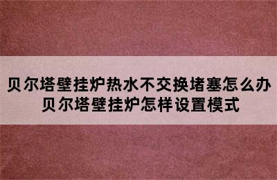 贝尔塔壁挂炉热水不交换堵塞怎么办 贝尔塔壁挂炉怎样设置模式